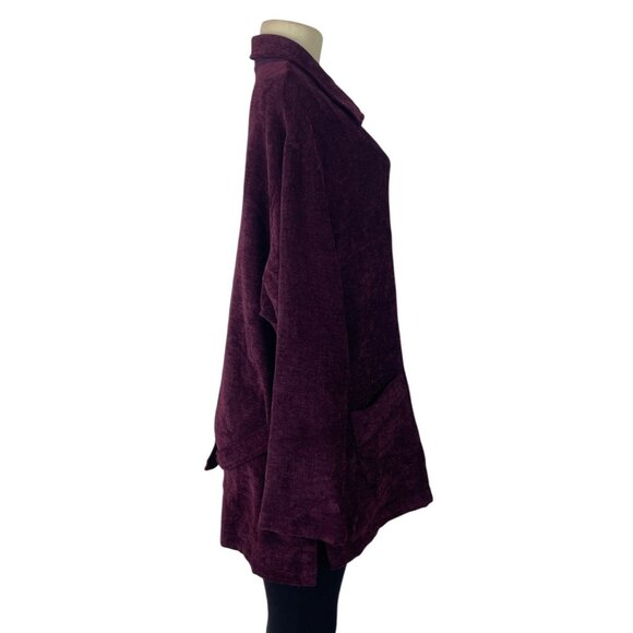 Vintage Jessica Howard Burgundy Button-Up Chenille Jacket With Front Pockets - Picture 2 of 9